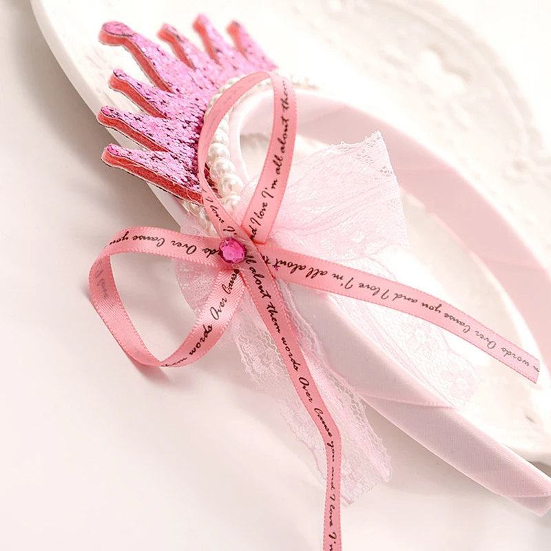 Pearls Bow Ribbon Crown Princess kids Fashion Hair Band Girls Bands Color Random | Детская одежда и обувь