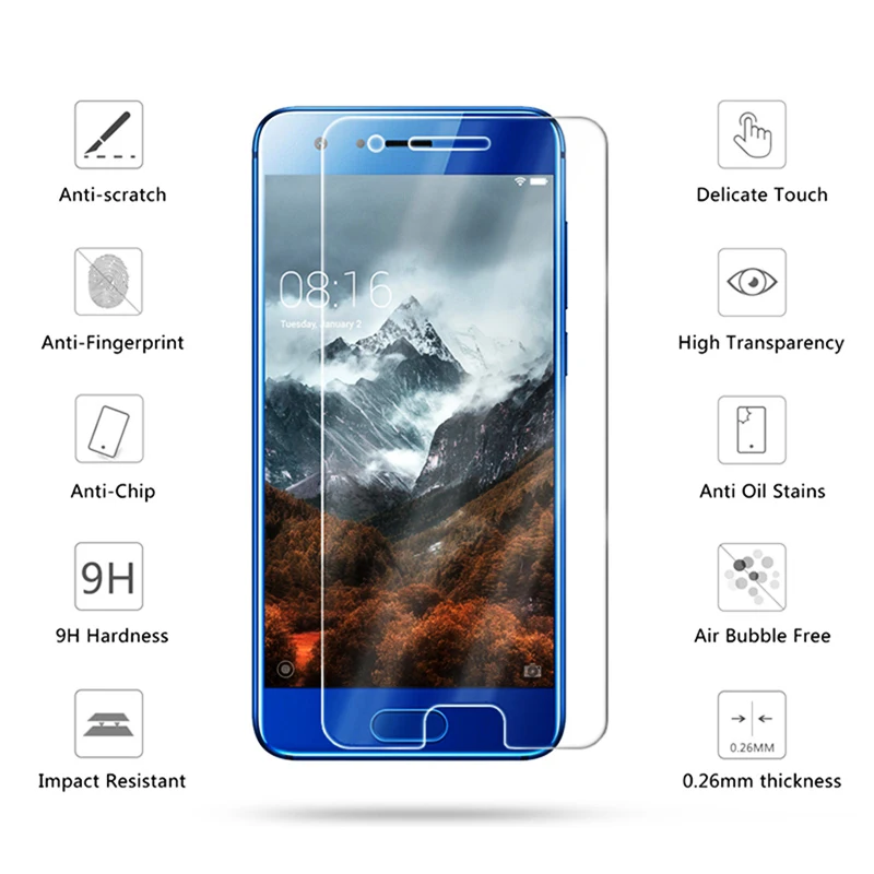 2 шт закаленное Стекло для Huawei Honor 9 удобный телефонный Футляр Чехол Экран