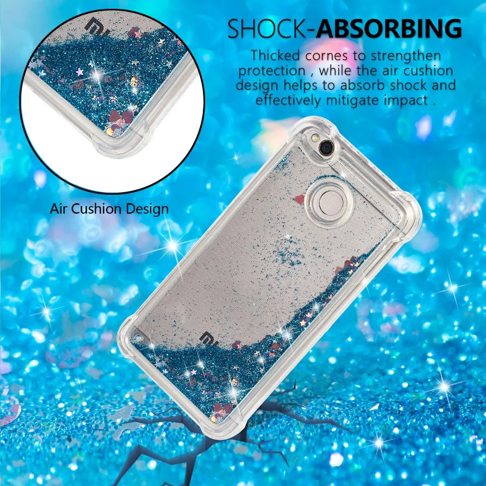 Shining quicksand TPU anti-fall Love Heart phone case is suitable for Xiaomi Redmi 4X |