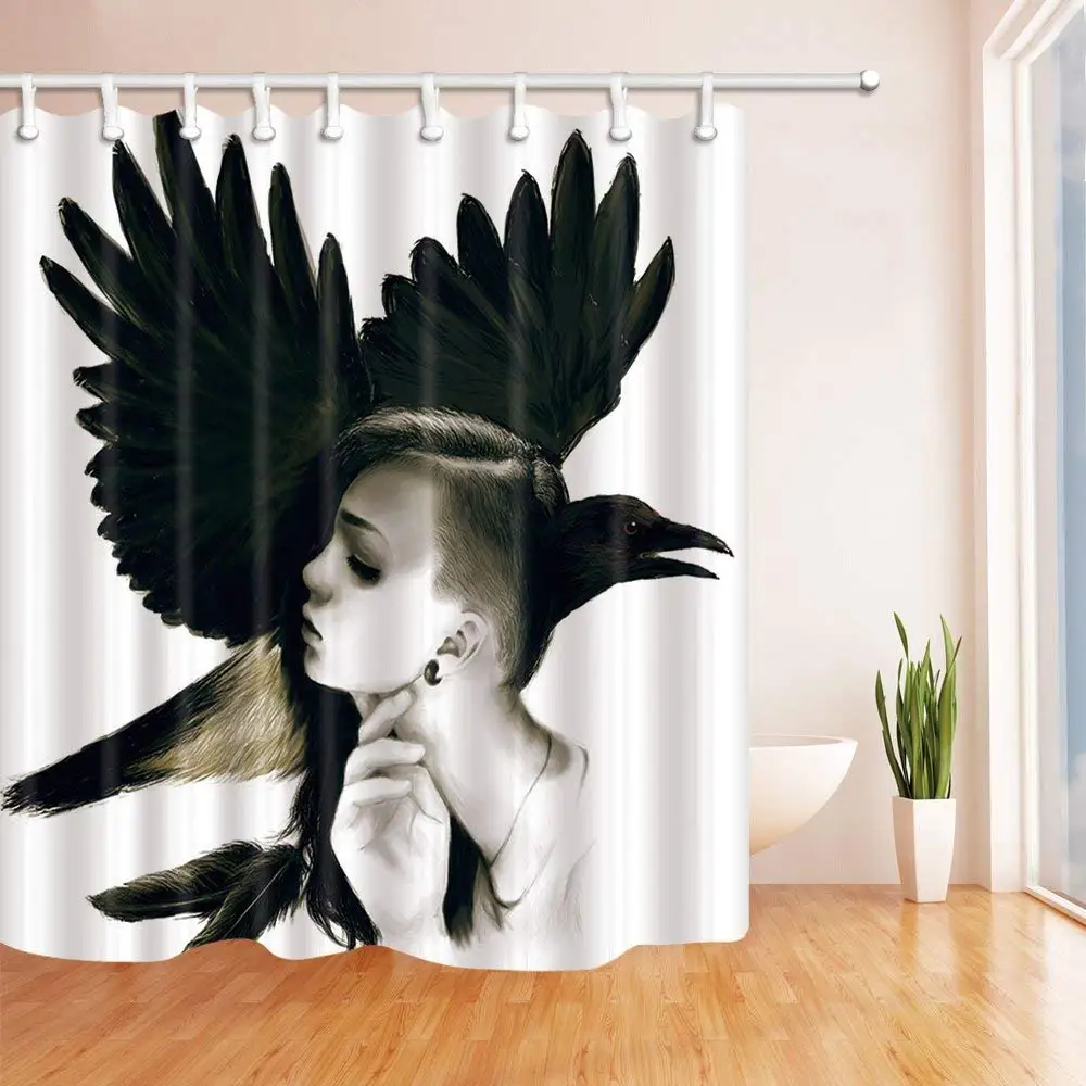 Тип личности предмет для душа занавес красивый Летающий Черный птица красота