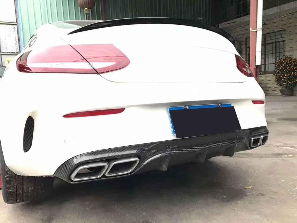 Для C205 C63 O Стиль углеродного волокна задний бампер для губ Диффузор для Mercedes Benz C Class W205 C205 C63 AMG Coupe C200