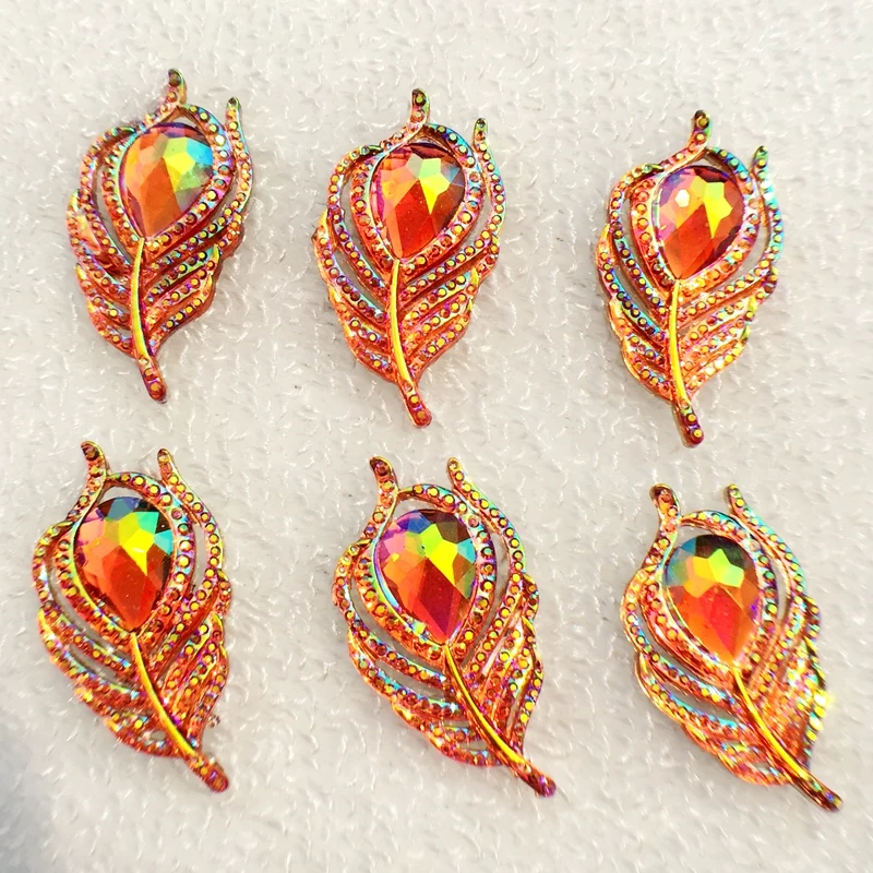 B074 Шикарные 20 шт 20*38 мм милые AB лист и Феникс вниз rhinestononeflatback Кнопка кабошон Аппликации/Свадебные украшения Ремесло - Цвет: B074