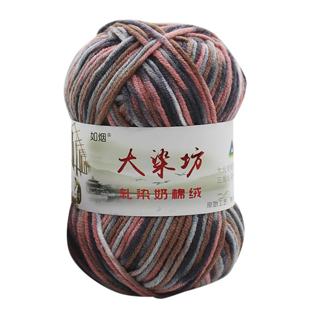 Multicolor 1 пунид, 50 г, зимняя пряжа, теплая, молочная, толстая, хлопковая, шерстяная, цветная, ручная вязка, детская, молочная, хлопковая, Вязанная, шерстяная, хлопковая пряжа - Цвет: Multicolor