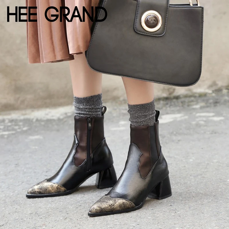 HEE GRAND/зимние женские ботильоны из искусственной лакированной кожи Повседневная