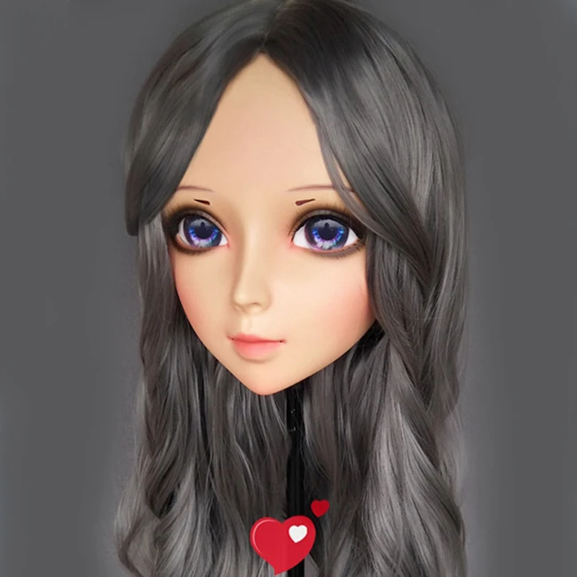 (Ying 06) Женская милая девочка резиновая полуголовая маска кигуруми с BJD глазами