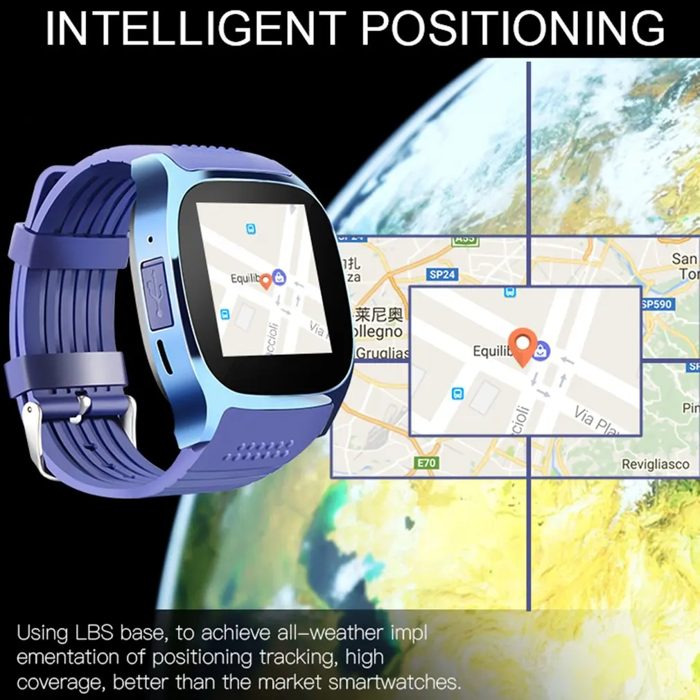 T8 Bluetooth Smart часы Поддержка SIM карты памяти с 0.3MP Камера Smartwatch музыкальный плеер