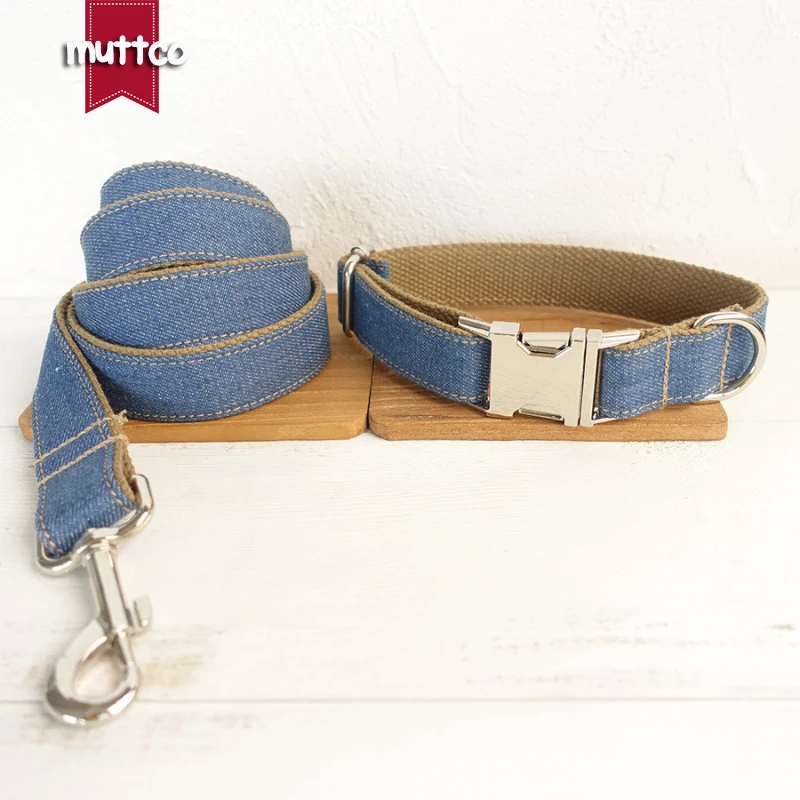 Фото MUTTCO в розницу, индивидуальный ошейник для домашних животных THE JEAN, ошейник ручной работы, 5 размеров, ошейник и поводок для собак Auti-lost UDC035 №5