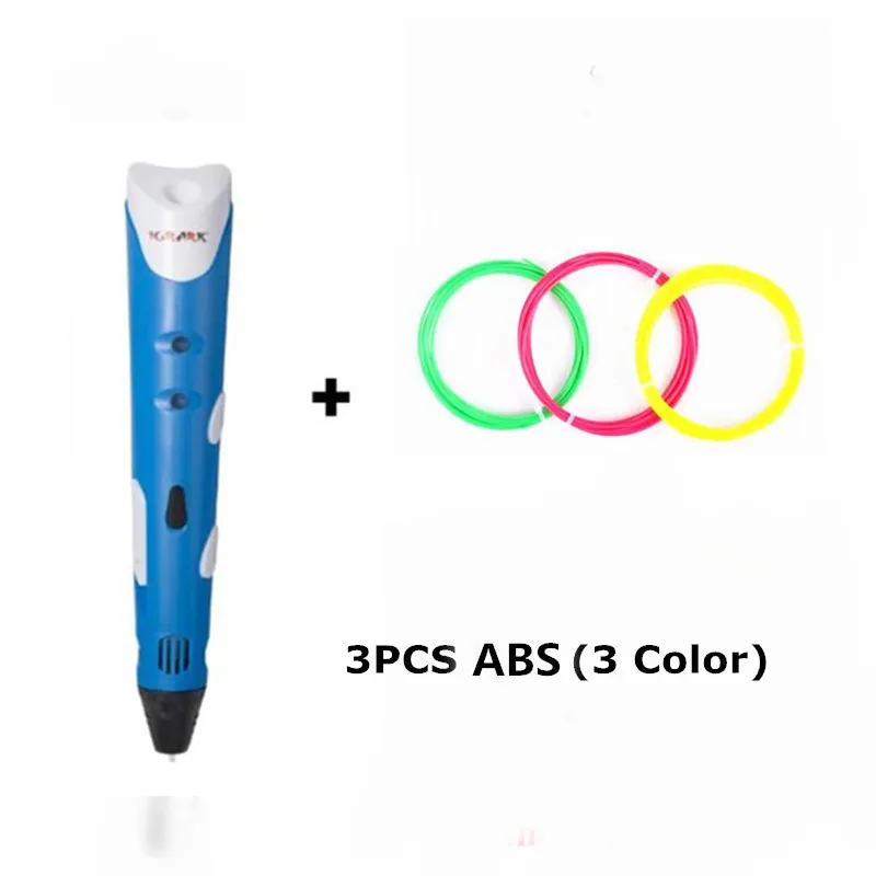 3D ручка ABS/PLA DIY умная 3D Ручка 3D печать Ручка для рисования 3d принтер Ручка Добавить Бесплатные нити Рождественский подарок для детей дизайн живопись - Цвет: Blue