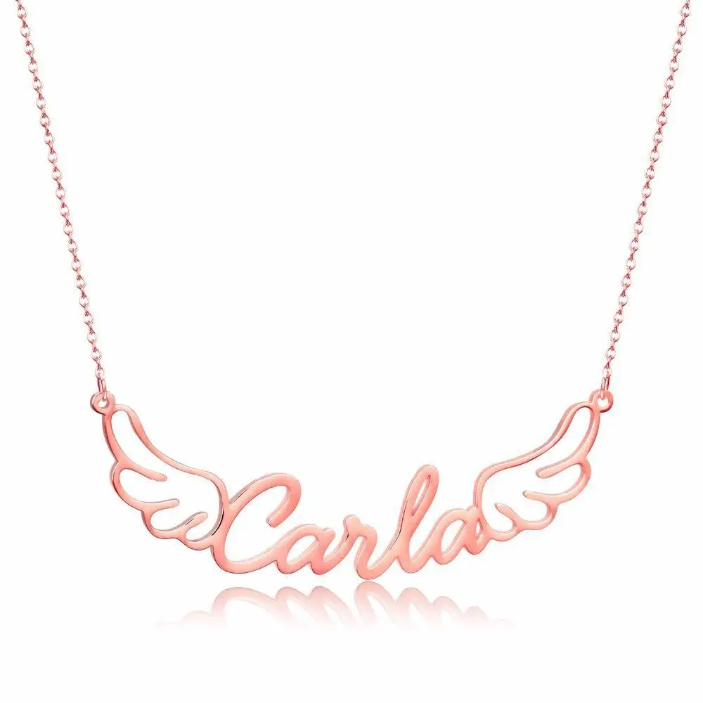 Rose Gold Персонализированные Bijoux(украшения своими руками) колье с заказным именем из розового золота Подпись индивидуальный кулон Нержавеющая сталь себе ошейник женщи - Окраска металла: Rose Gold