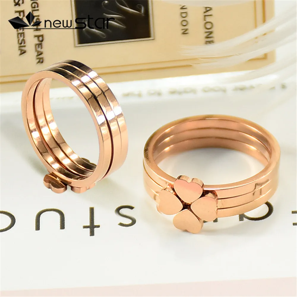 Четырехлистным клевером для женщин розовое золото кольцо с орнаментом из