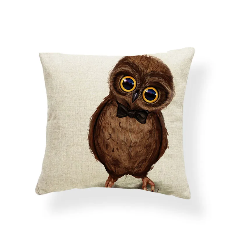 Наволочка с изображением совы лисы ручная роспись наволочка животными винтажный