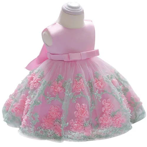 pink Коллекция года, Новое кружевное платье для маленьких девочек на рождественскую вечеринку, милые платья с бантом для маленьких девочек, платье принцессы для дня рождения, 1 год - Цвет: pink