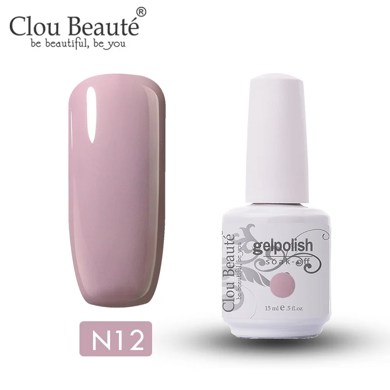 Clou Beaute 244 цветов Гель-лак для ногтей 15 мл полуперманентный УФ-гель лак Гибридный гвоздь искусство Off Белый Бежевый обнаженный дизайн ногтей - Цвет: N12