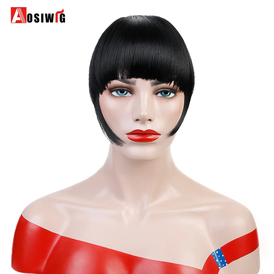 AOSIWIG синтетические челка 2 Стиль короткие прямые аккуратные челки Клип В