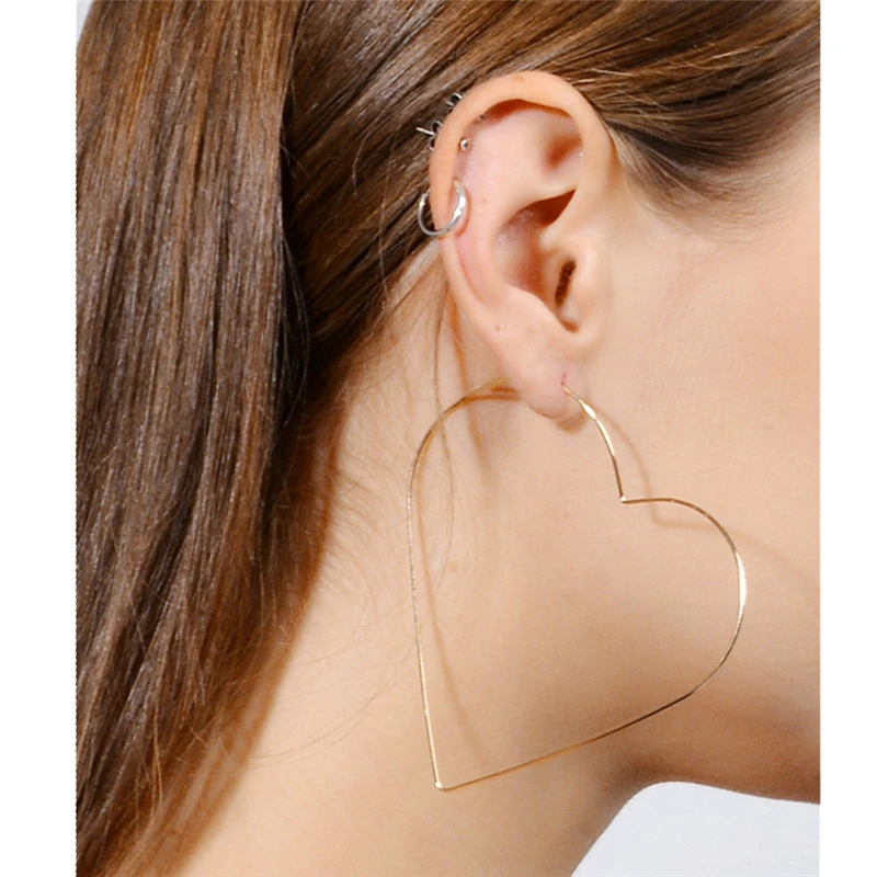 Оптовая продажа 2019 Горячая Мода преувеличенная полая пентаграмма сердце Oorbellen