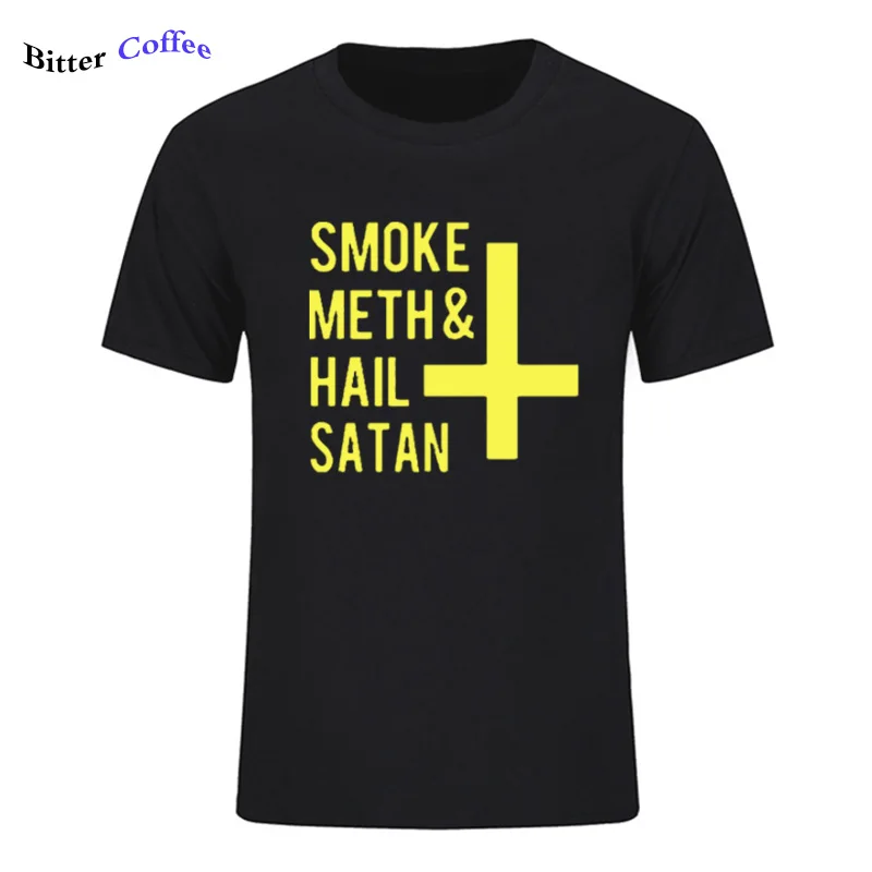 2 Новое модное платье с принтом дым мет и с надписью «Hail satan» Перевернутый крест забавная футболка с рисунком, хлопковая футболка с короткими рукавами, футболка с длинными рукавами размера плюс, модные футболки, топы - Цвет: 2