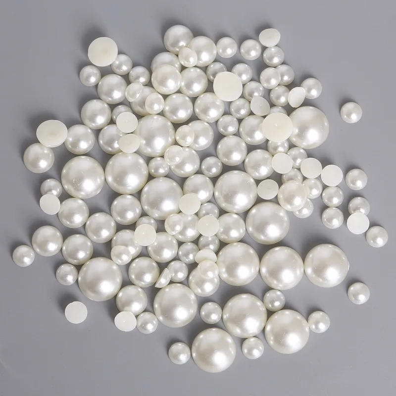 New 1.5mm-14mm Flatback Half Round Plastic ABS Imitation Beige Pearl Craft Beads For DIY Jewelry Craft Scrapbook Decoration
