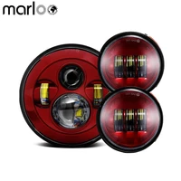 red blue orange 7 led headlight hi low beam with 4 5 passing fog lights set for motorcycles