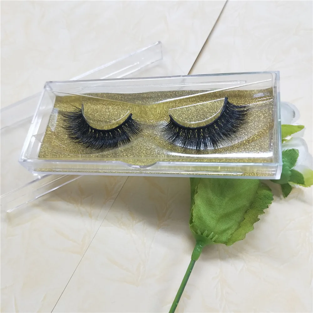 

10 pairs 3D Mink lashes Plastic box Natural Long Thick false eyelashes Hand Made with clear band makeup tools free shipping