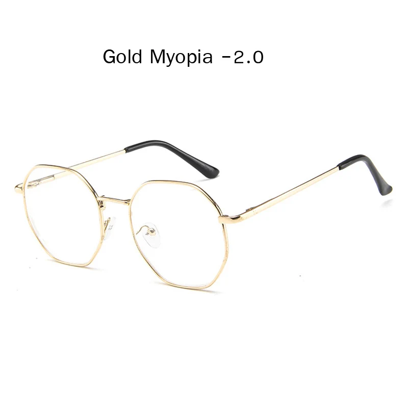 gold myopia 2.0 Zilead, полигонные металлические очки для близорукости, для женщин и мужчин, прозрачные близорукие очки, очки для дальнозоркости с Diopter-1.0to-4.0 - Цвет оправы: gold myopia 2.0