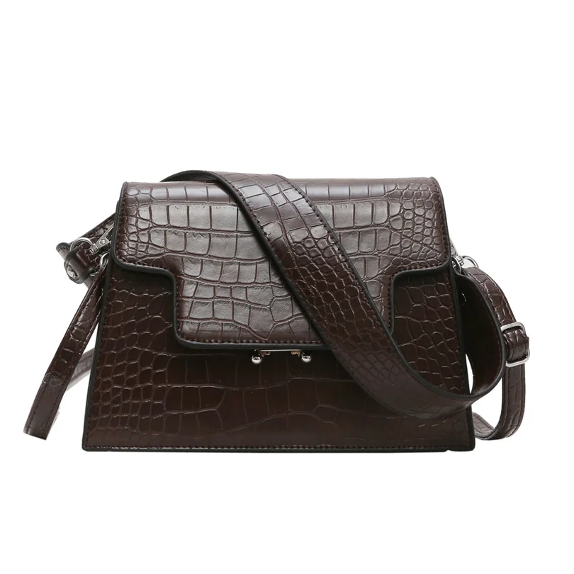 Women Handbags Fashion Small Bags Retro Crocodile Pattern Square Lady Shoulder Chic Dark Color Messenger | Багаж и сумки