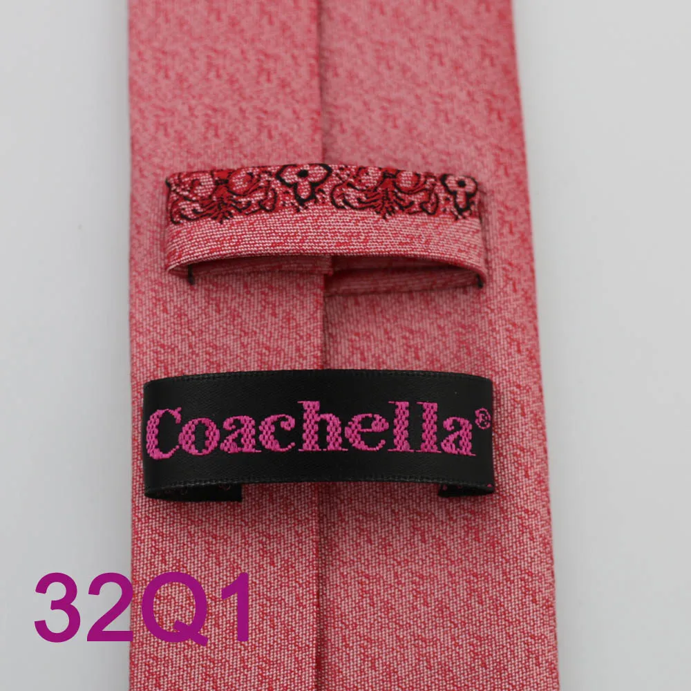 YIBEI Coachella Casual Dress Florals Novelty Ties Slim Skinny Narrow Corbatas Seda Jacquard Woven Microfiber Coral Pink Necktie |