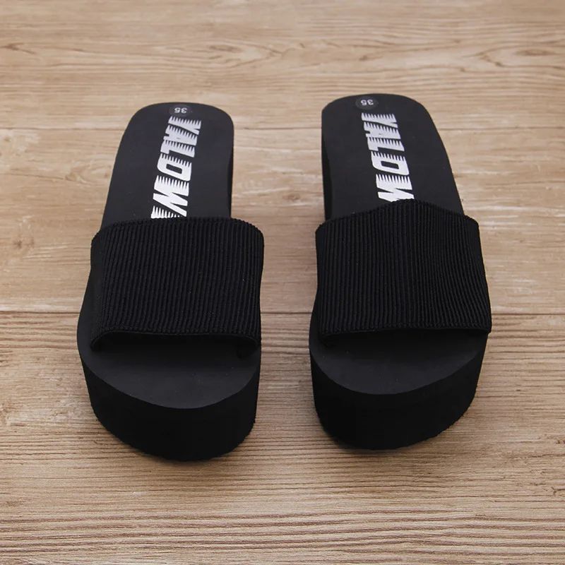 Дешевые простые тапочки Chanclas из эластичной ткани; женские пляжные сланцы на высоком каблуке; летние сандалии на платформе; zapatos mujer; женская обувь