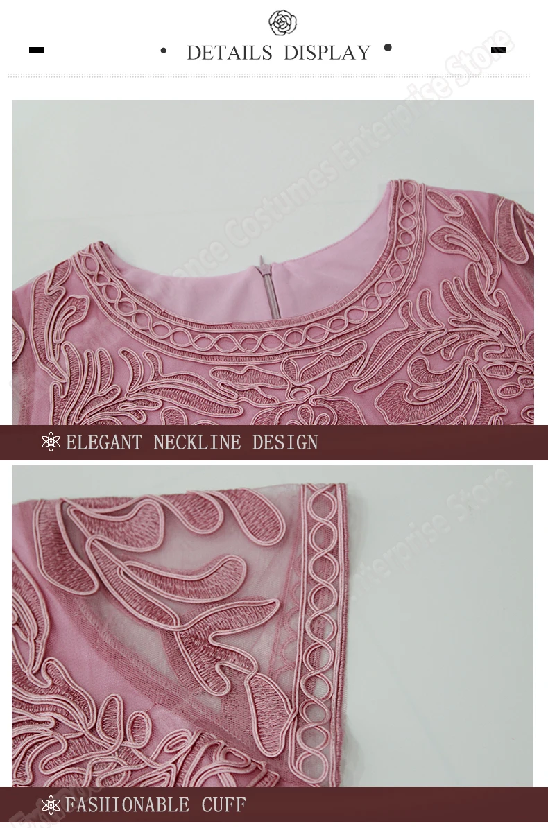 Floral Embellished Dresses Lace Flapper Great Gatsby Short sleeve Fashion Dinner Women Luxury Style Party Dress Vintage Costumes