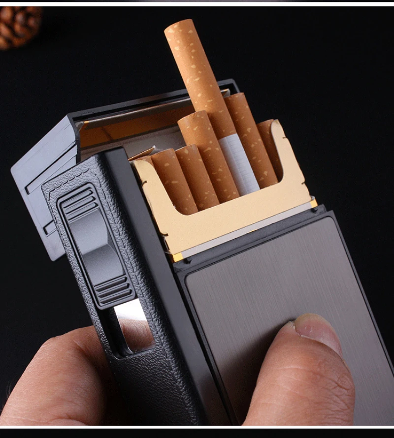 Абсолютно держатель Ciagrette коробка со съемной электронная USB Зажигалка Беспламенное ветрозащитное табачный чехол для прикуривателя