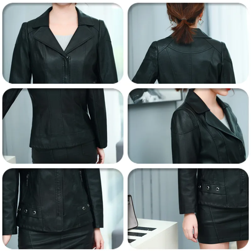 

2020 Autumn Winter Black Leather Jacket Women Plus Size 6XL High Quality Soft Faux Leather Jacket Women Short Red Coat Women
