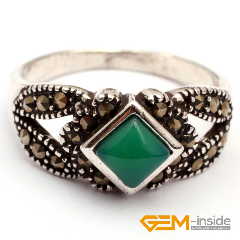 Набор ювелирных изделий: серьги-кольца из натурального агата и античного