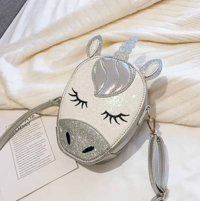 silver Новинка, милые сумки для девушек, женские Сумки из искусственной кожи с блестками и единорогом, сумка через плечо, летние женские сумки-мессенджеры для телефона - Цвет: silver