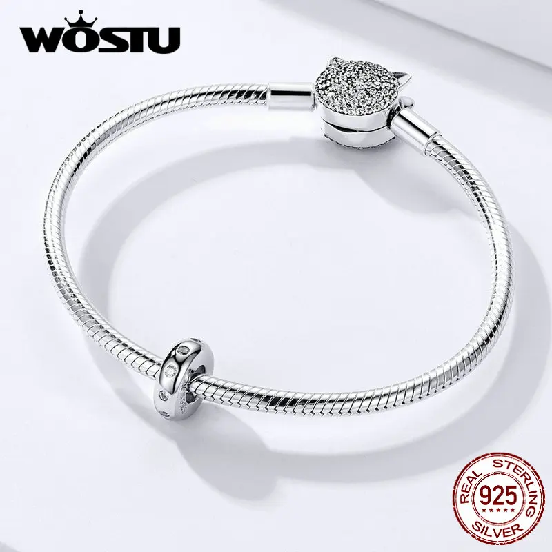 WOSTU, стильные пробки, 925 пробы, серебряные бусины, подходят к оригинальному браслету, сделай сам, бижутерия бисер аксессуары, FIC1171