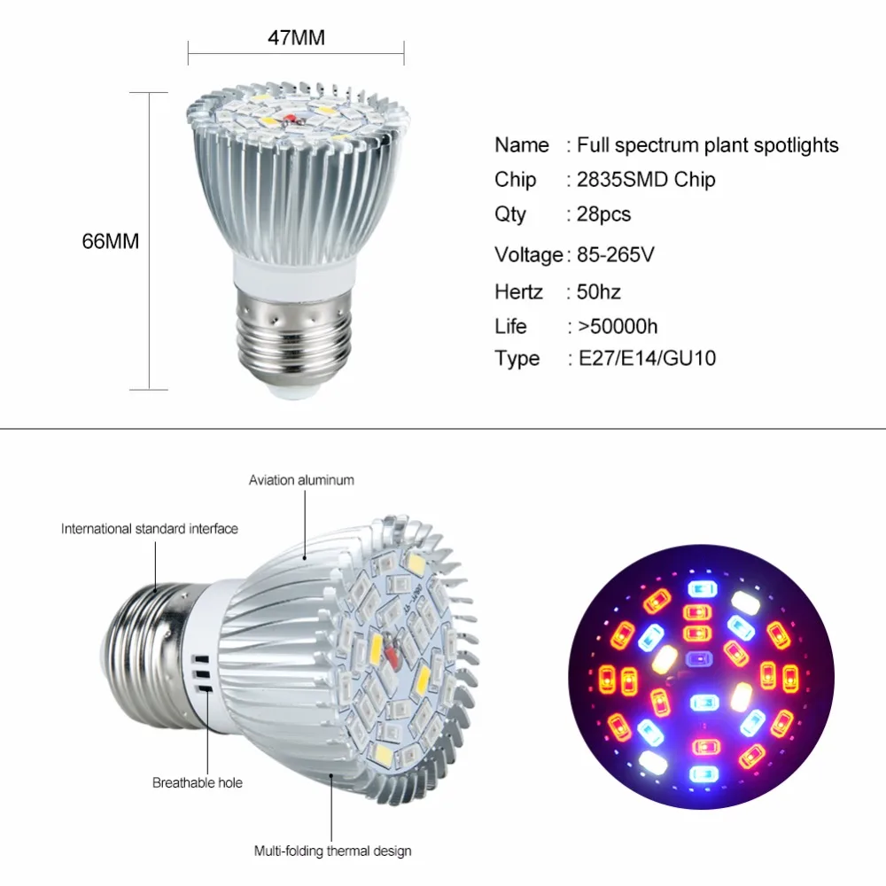 Светодиодная лампа AmmToo для выращивания растений гидропоники цветов семян