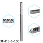 Вольфрамовая сталь концевые фрезы 5 штD6-6-100 фрезы для алюминия 3-флейта с прямым хвостовиком и длинным режущим инструментом