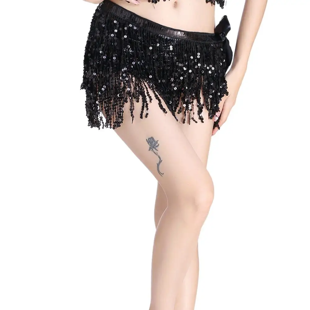 Костюм для танца живота со сверкающими бахромой шарф набедренник шаль ремень на