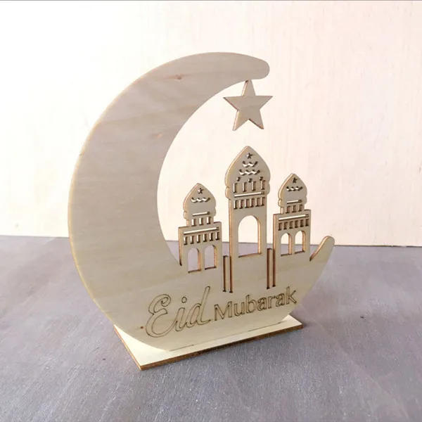 EidMubarak Лампа со светодиодными свечами деревянный лунный Звездный праздничный светильник украшение стола EidMubarak светильник ing Рамадан светильник - Испускаемый цвет: EidMubarak