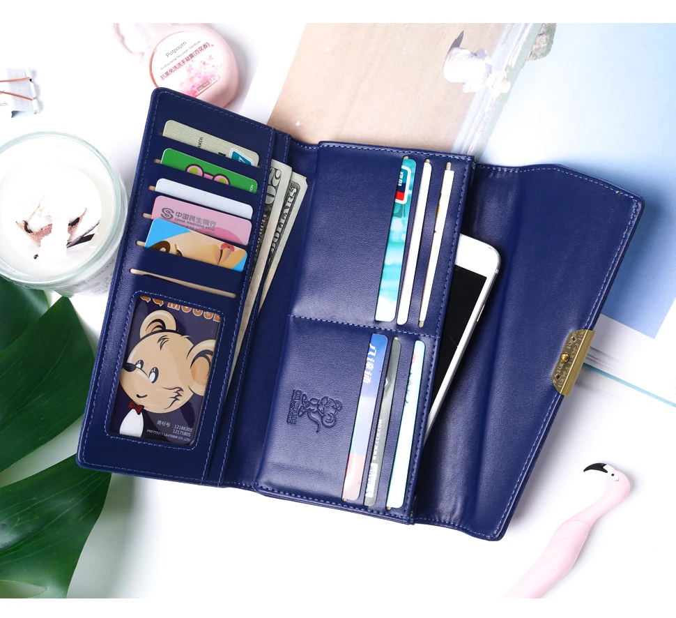 Prettyzys кошелек женский милый Длинный кошелек большой держатель для карт телефона монета из искусственной кожи Дамская мягкая сумка для денег Удобная мультяшная мышь