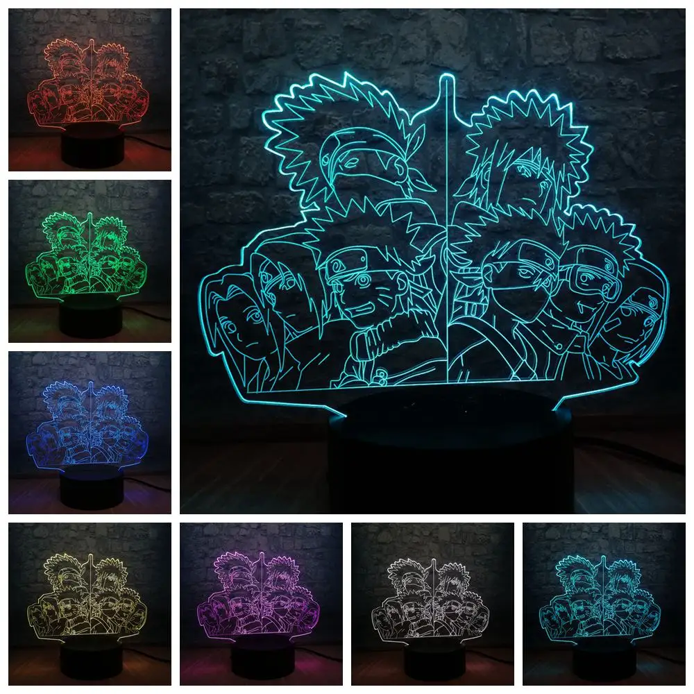 Новинка Наруто фигурка USB 3D светодиодный Ночник светильник Uzumaki Naruto Sasuke Kakashi