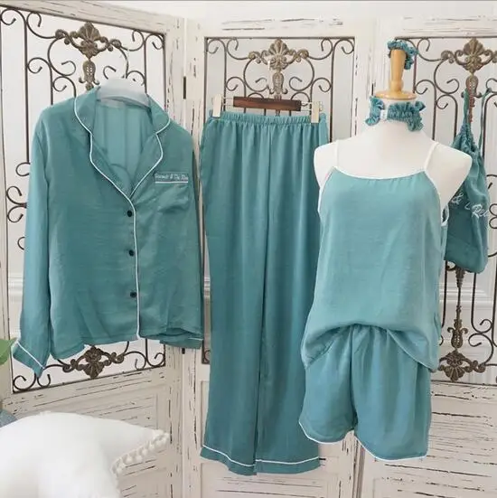 Пижамный комплект из 7 предметов женская одежда для сна шелка тутового