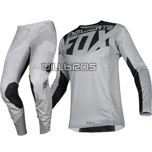 Grey Delicate Fox Motocross MX 360 Kila оранжевая Майка штаны для мотоцикла Dirt bike внедорожный набор для взрослых - Цвет: Grey