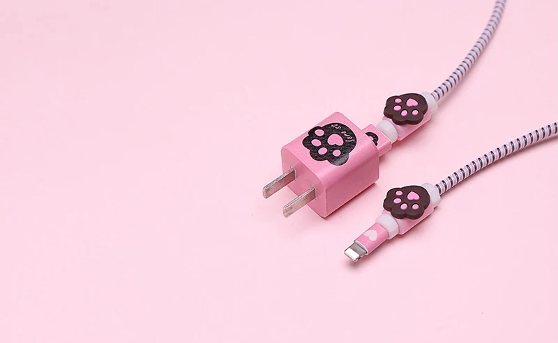 Хороший подарок милый мультяшный usb-кабель протектор для Наушников набор с кабелем Стикеры для намотки спиральный usb-шнур с зарядным устройством для iphone 5 6 6s 7plus