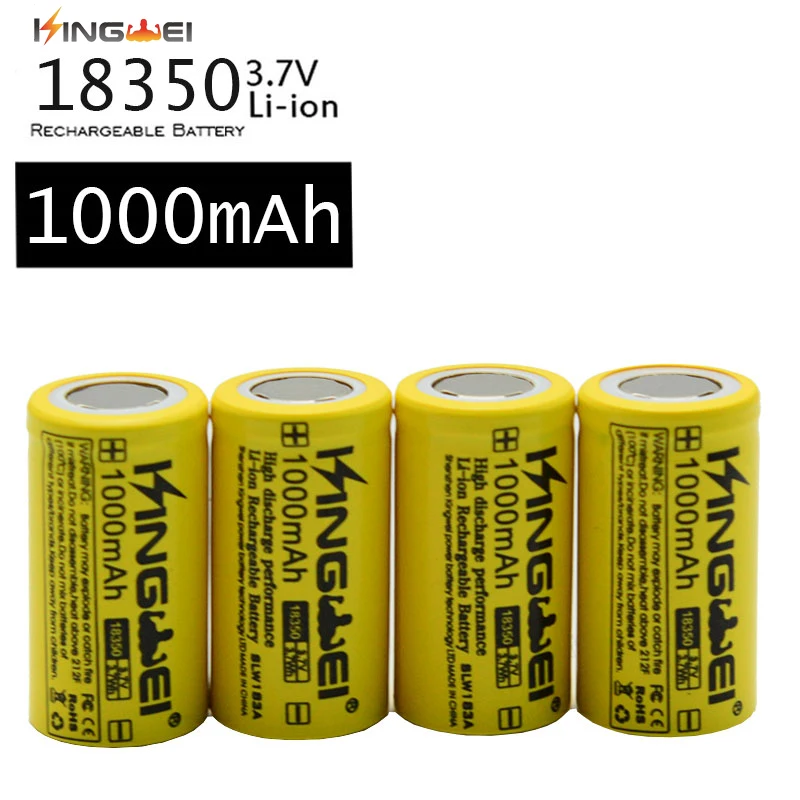 Новый бренд KingWei 18350 желтый 1000mAh PCB Аккумулятор 3 7 v Li-Ion элемент перезаряжаемого