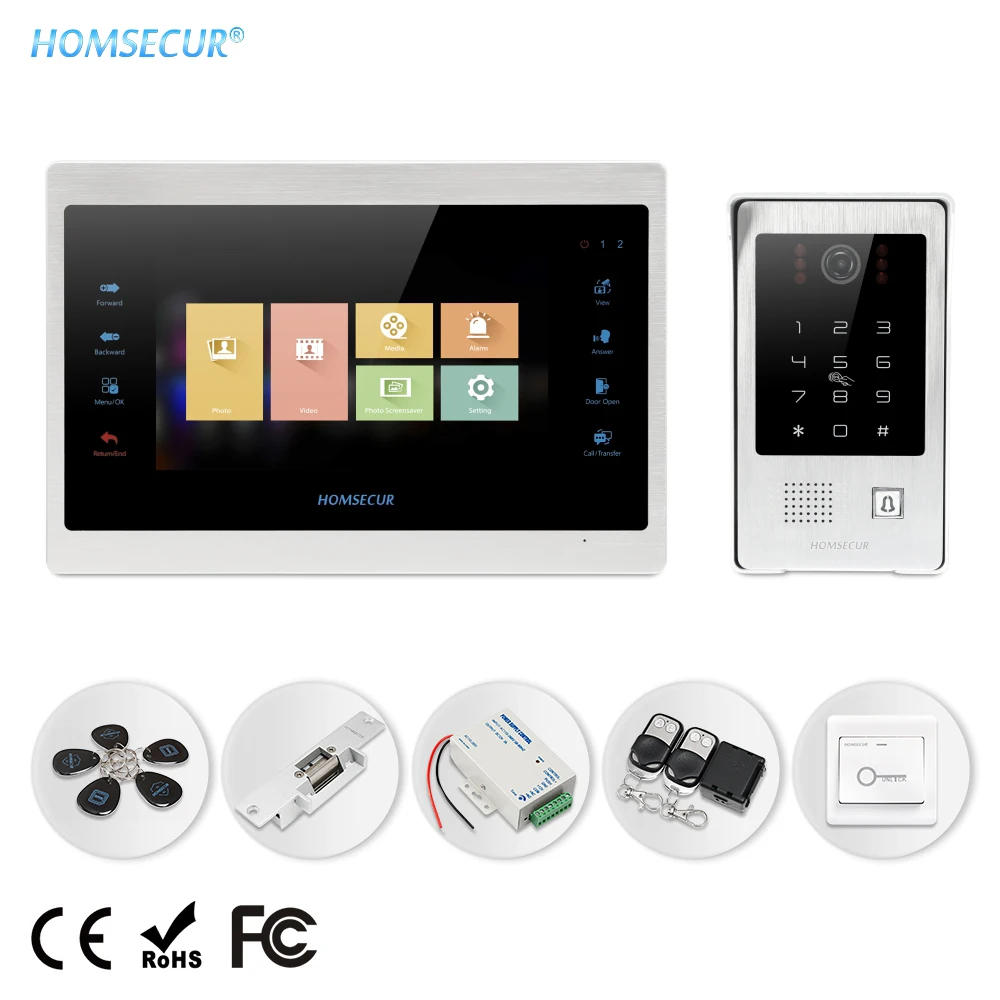 

HOMSECUR 7 "проводной видеодомофон, система внутренней связи, с карточным доступом, электрический замок, водонепроницаемая уличная камера, BC091HD +...