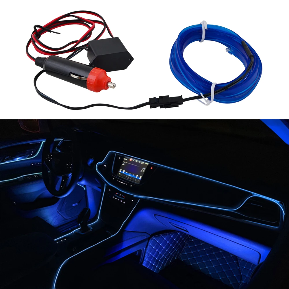 

200cm Blue LED Light Strip Power Driver Universal for auto with 12V DC Car Interior Decorative Atmosphere Strip