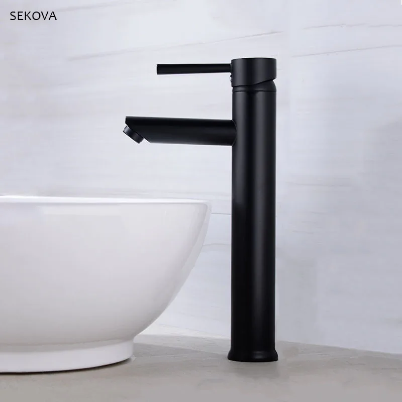 Матовый черный смеситель для раковины ванной комнаты латунный Смеситель воды