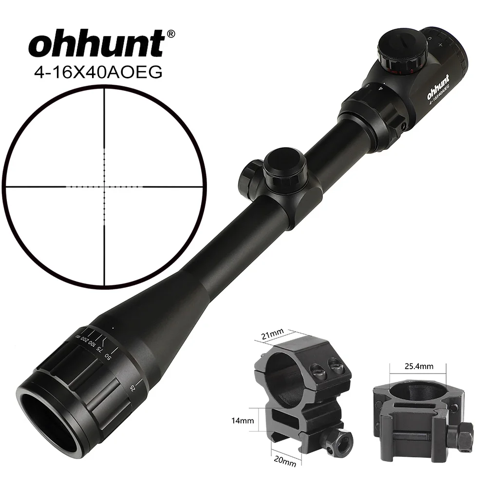 Med Picatinny Rings Ohhunt 4-16X40 AOEG Hunitng Combo Riflescope Mil Dot проволочная сетка с красно-зелеными лазерными прицелами и красным точечным тактическим оптическим прицелом - Цвет: Med Picatinny Rings