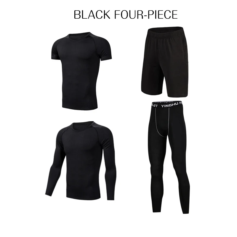 A 2 Black 4 шт./компл. Для мужчин спортивный костюм сжатия нижнее бельё для девочек уличные кроссовки для бега от одного года до четырех лет футболка штаны для спортзала, Фитнес тренировки колготки костюм - Цвет: A 2 Black