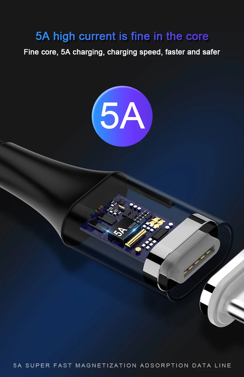 Магнитный usb-кабель Uverbon, суперзарядный кабель USB type C, Магнитный зарядный кабель Micro usb для зарядки и передачи данных, кабель USB для мобильного телефона