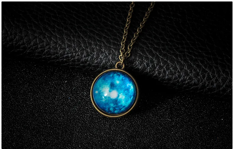 YWHL discount Store Fashion lovers galaxy nebula double-sided glass ball pendant necklace | Украшения и аксессуары